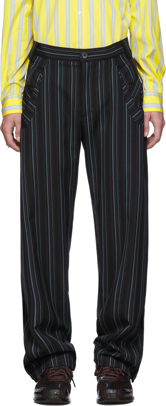 Kiko Kostadinov Navy Striped Irene Trousers