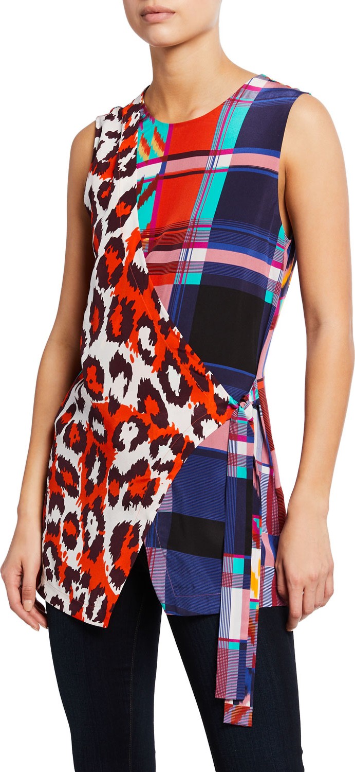 DIANE von FURSTENBERG Sedona Mixed-Print Sleeveless Top