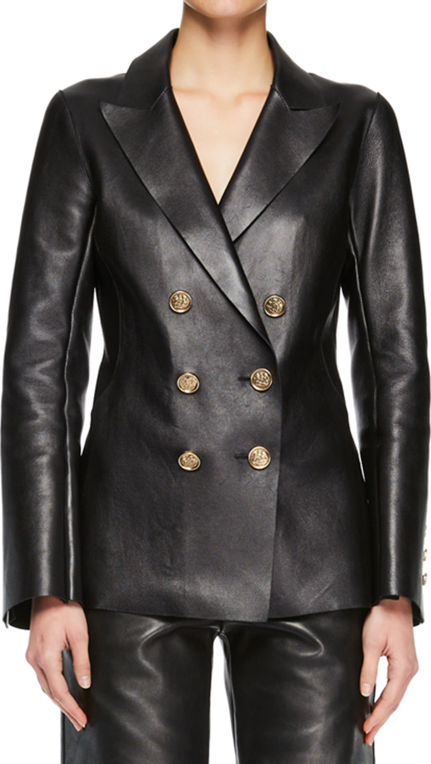 Off White Double-Breasted Leather Jacket