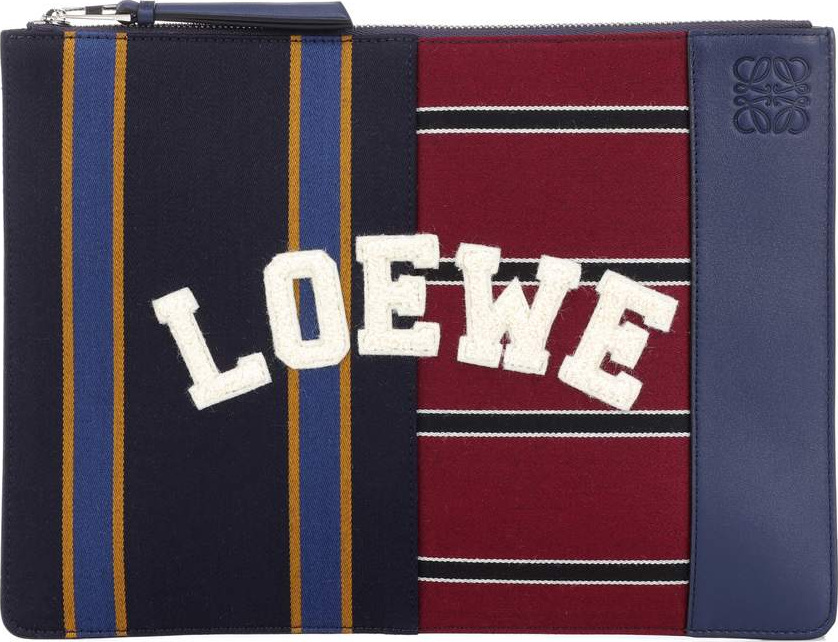 LOEWE Leather and fabric clutch bag