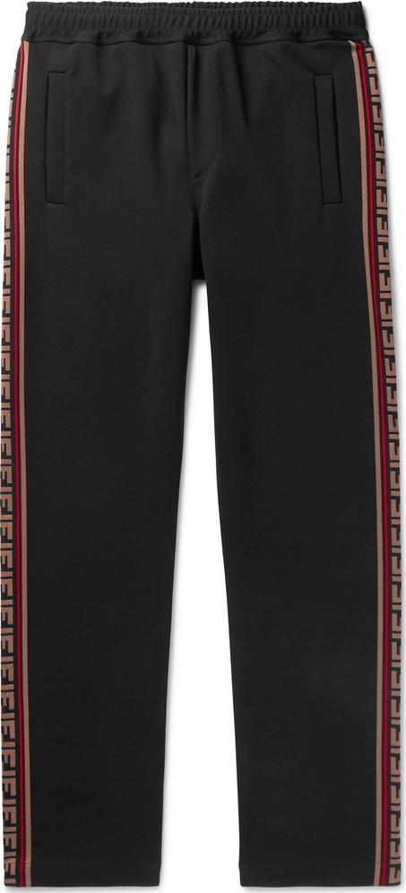 Fendi Logo Jacquard-Trimmed Tech-Jersey Sweatpants