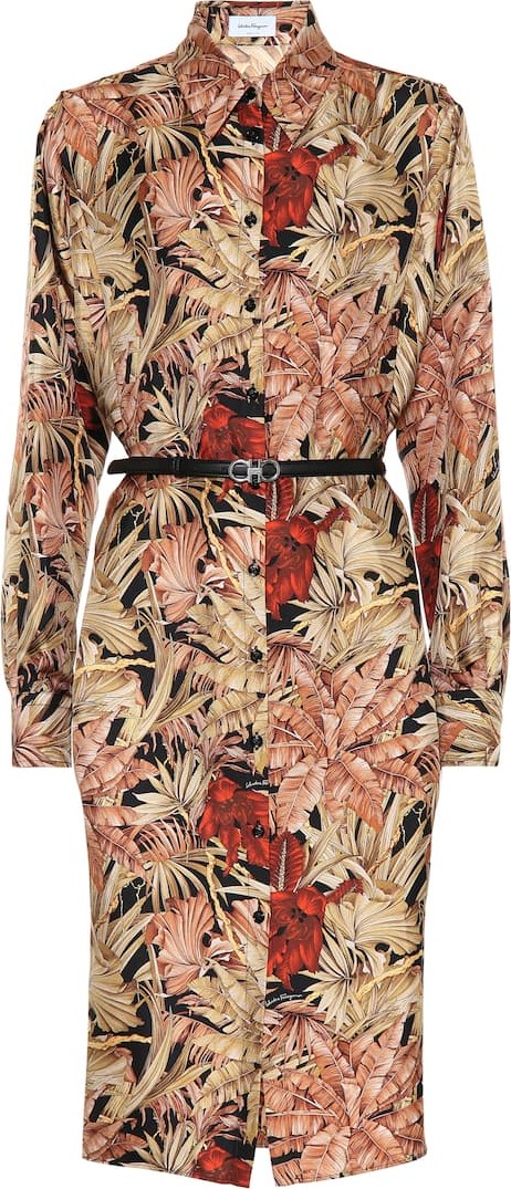 Salvatore Ferragamo Printed silk shirt dress