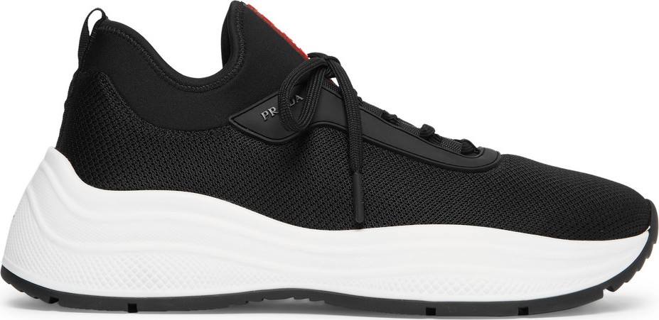 Prada America's Cup Leather-Trimmed Mesh Sneakers