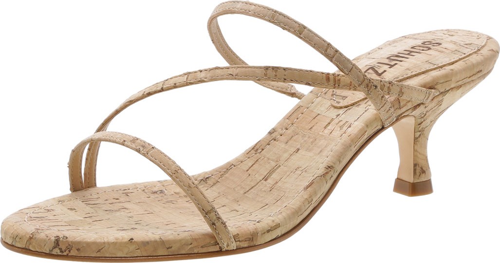 Schutz Evenise Strappy Kitten-Heel Cork Sandals