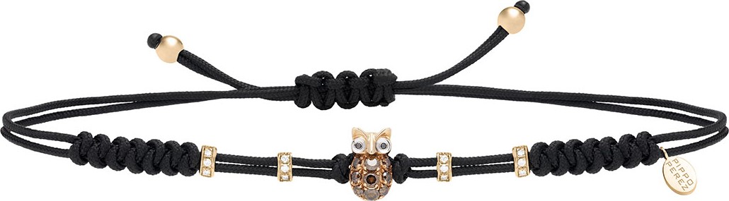 Pippo Perez Pull-Cord Bracelet with Brown Diamond Owl in 18K Gold