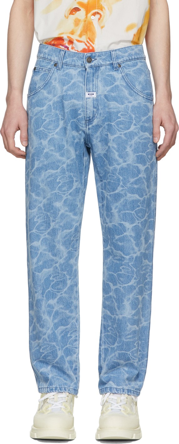 MSGM Blue Water Effect Jeans
