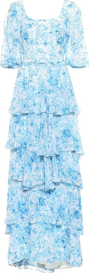 Costarellos Floral chiffon gown