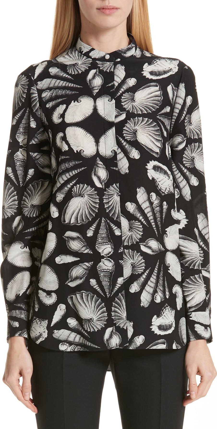 Alexander McQueen Cabinet of Shells Print Silk Blouse