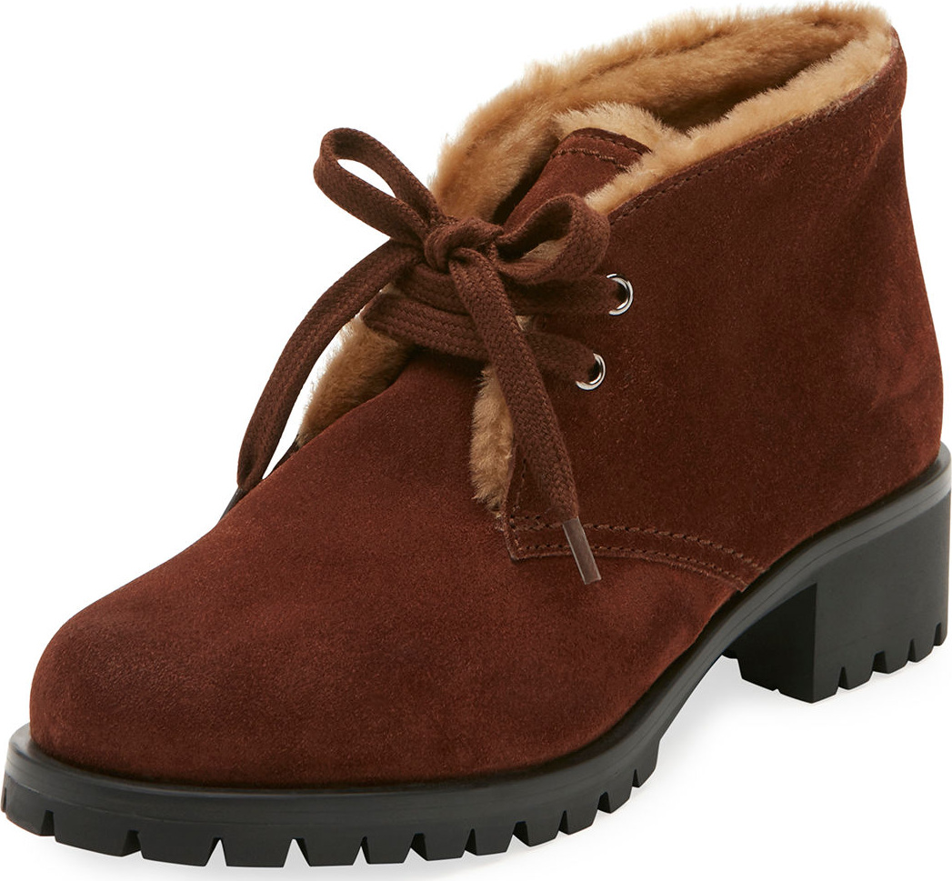 Prada Suede Lace-Up Chukka Bootie
