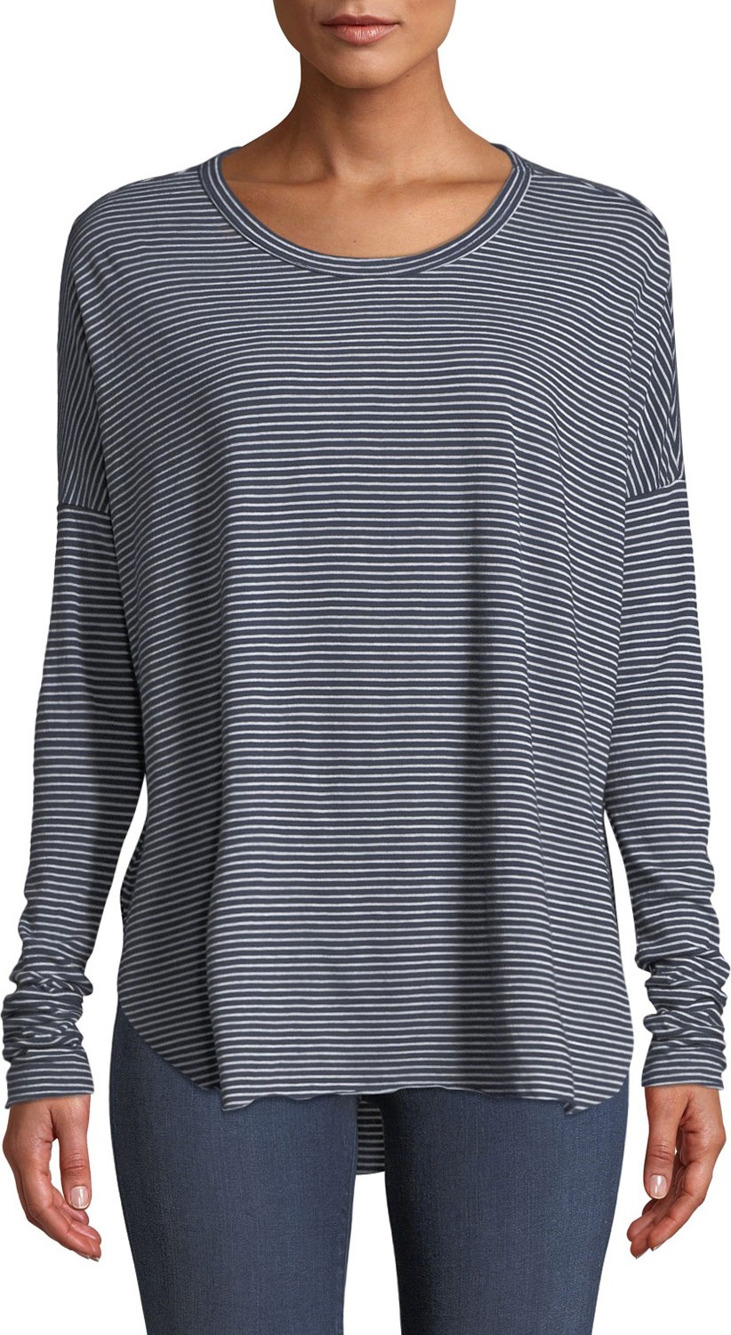 FOREO Relaxed Striped Long-Sleeve High-Low Tee