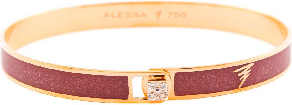 Alessa Jewelry Spectrum 18k Rose Gold Paint & Diamond Bangle, Burgundy, Size 17