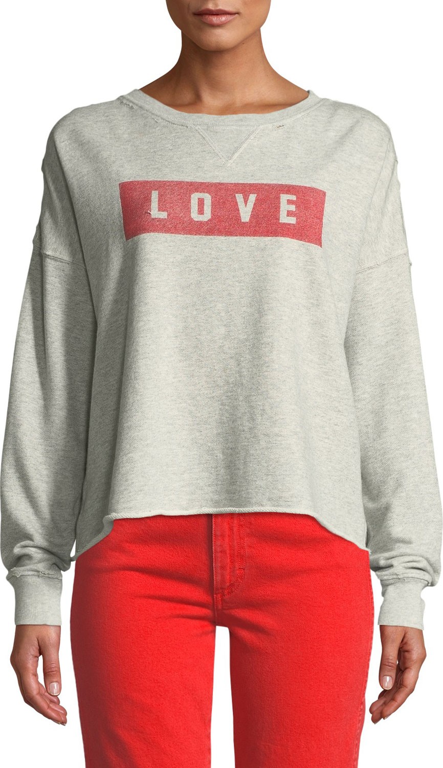 AMO Graphic Dropped-Shoulder Cutoff Sweatshirt