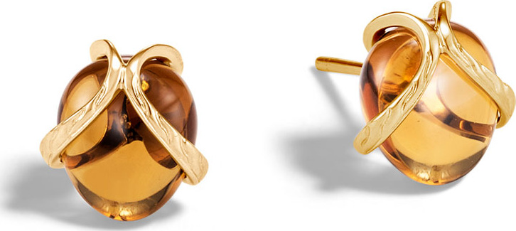 John Hardy 18k Classic Chain Quartz Stud Earrings