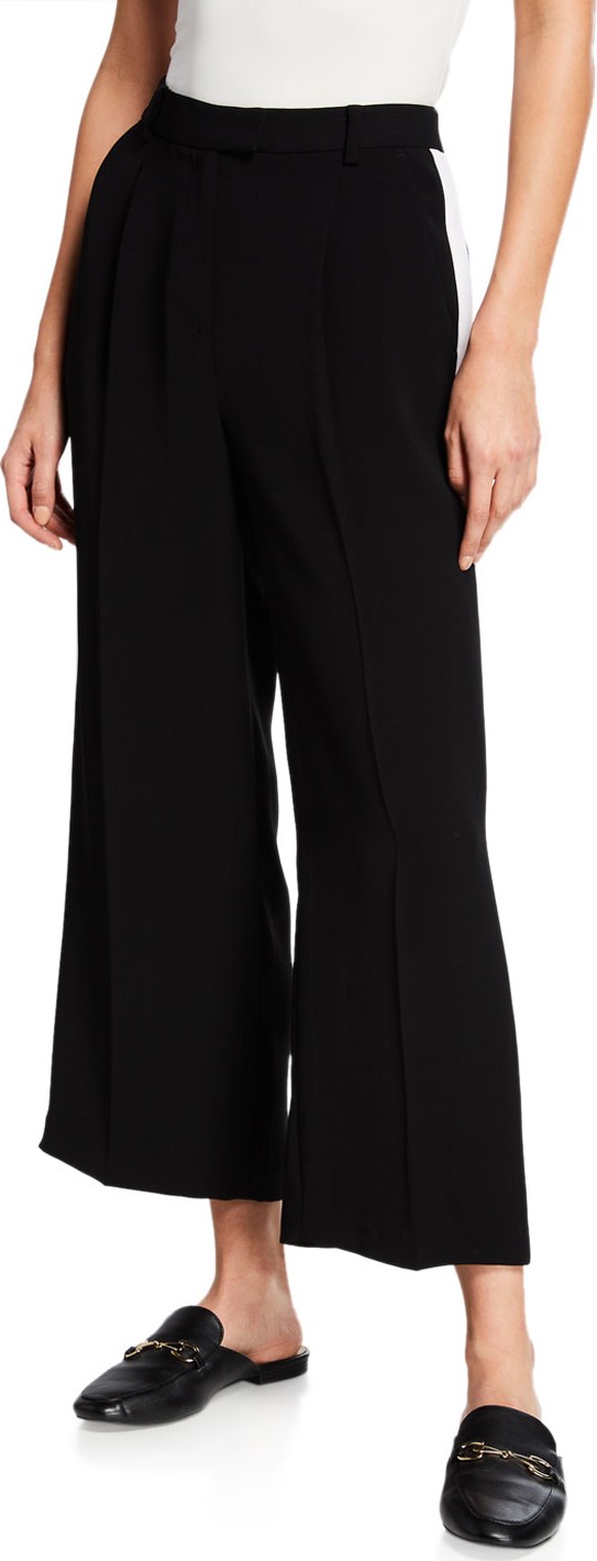 MICHAEL MICHAEL KORS Tux Stripe Wide-Leg Cropped Pants