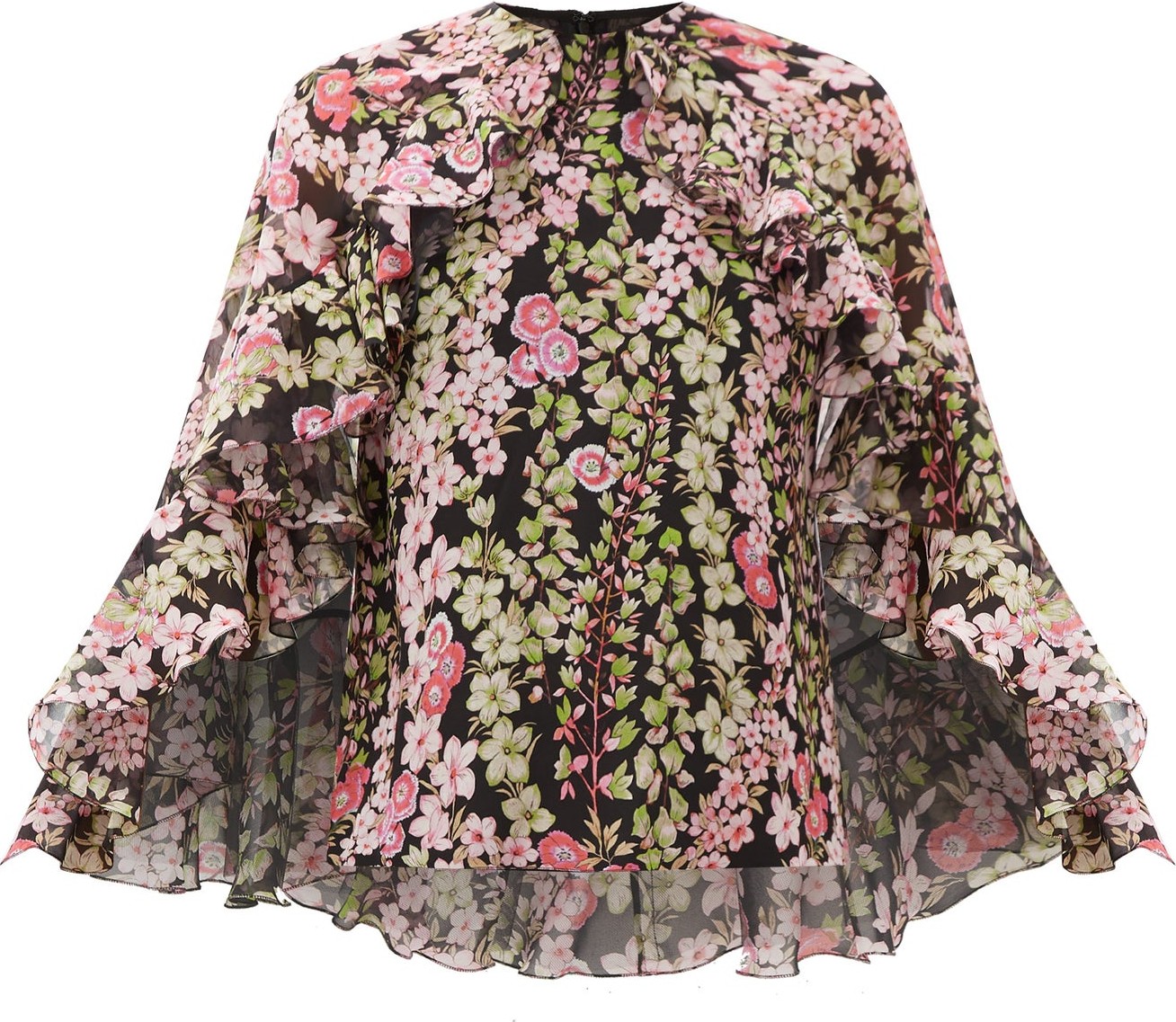 Giambattista Valli Cape-back floral-print silk-chiffon blouse