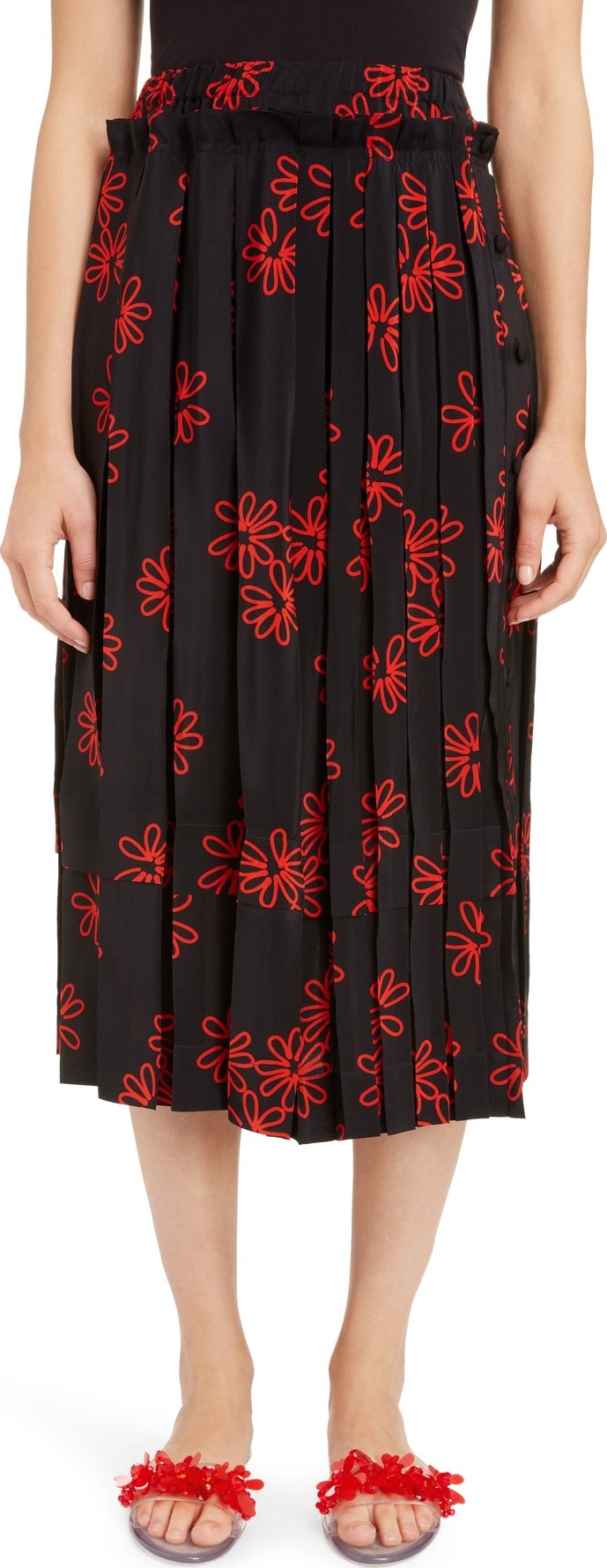 Simone Rocha Wiggle Flower Pleated Skirt