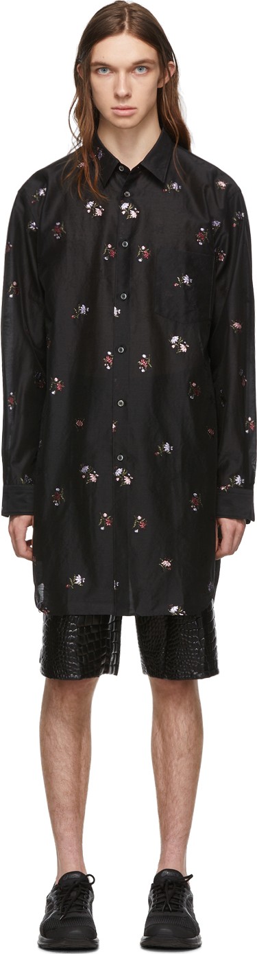 Comme Des Garçons Homme Plus Black Wool Flower Shirt
