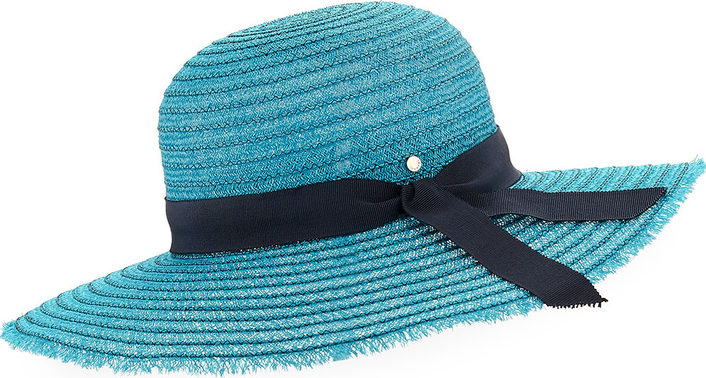 Inverni Iris Two-Tone Sun Hat w/ Hat Band & Bow