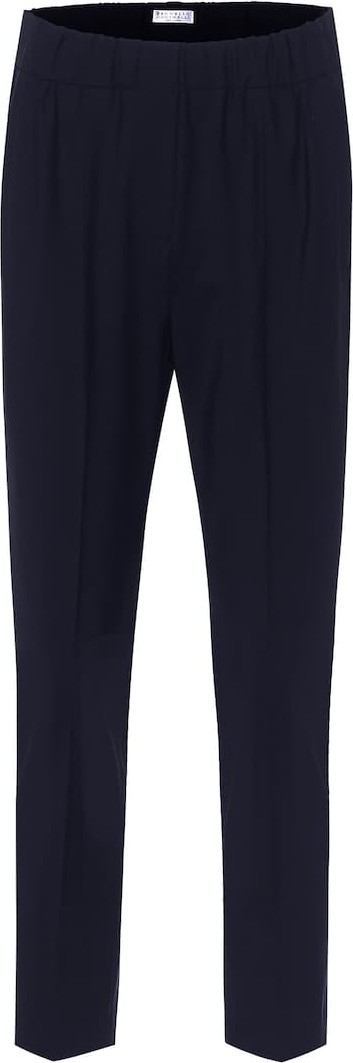 Brunello Cucinelli High-rise wool-blend slim pants