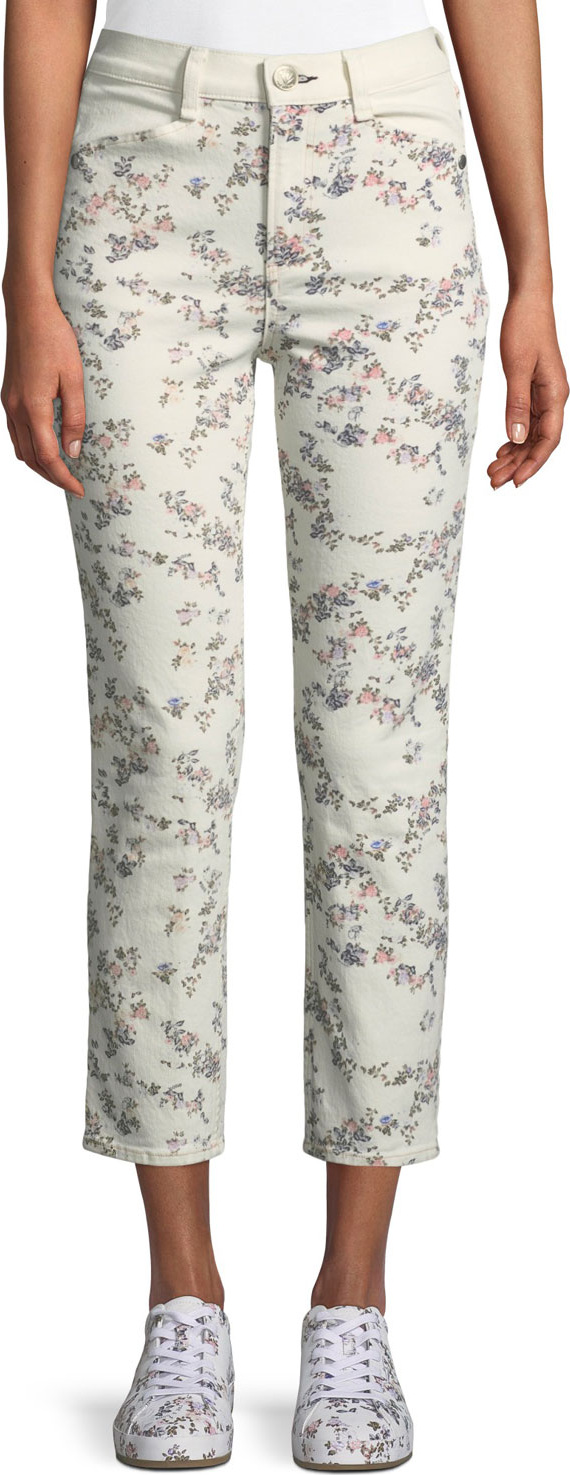 Rag & Bone Ellie Floral Cropped Straight-Leg Jeans