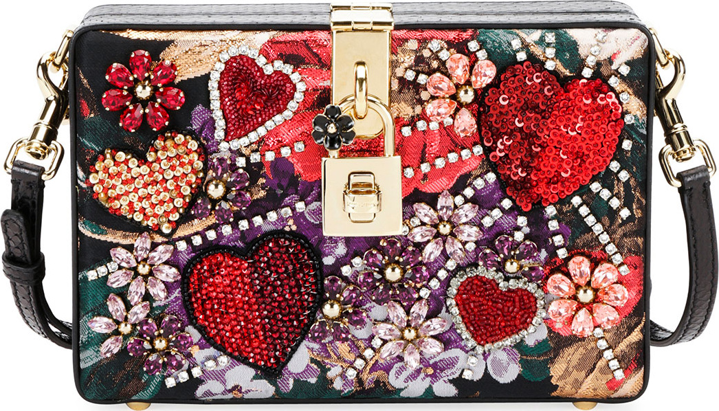 Dolce & Gabbana Dolce Box Snakeskin and Floral Shoulder Bag