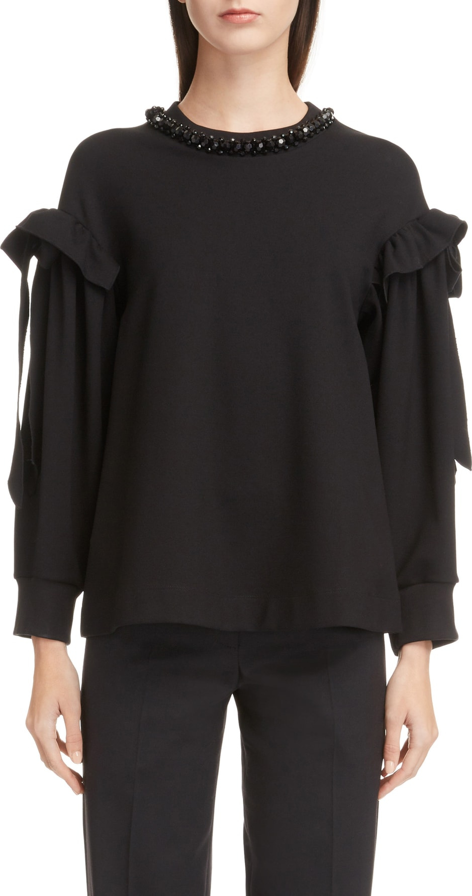 Simone Rocha Bead & Ruffle Sweatshirt