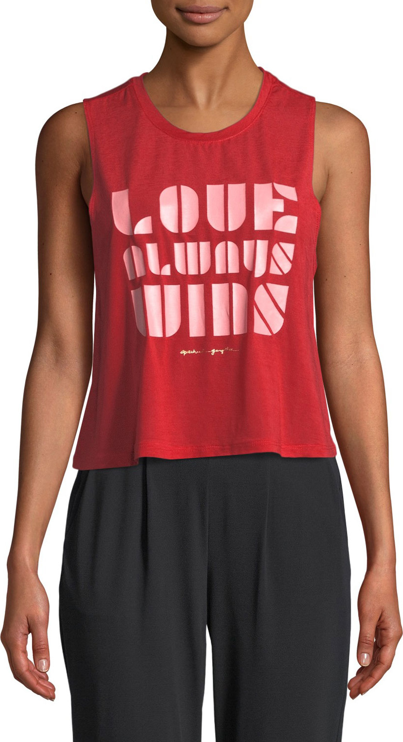 Spiritual Gangster Love Always Wins Cropped Graphic Active Tank