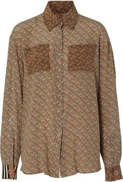 Burberry London England two-tone monogram print shirt