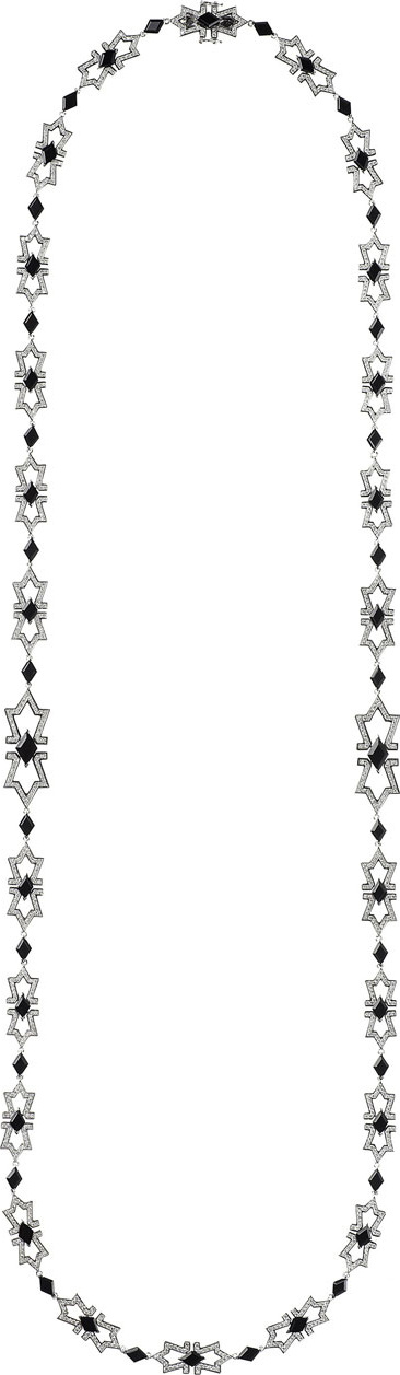 Nikos Koulis V 18k White Gold Diamond & Onyx Necklace
