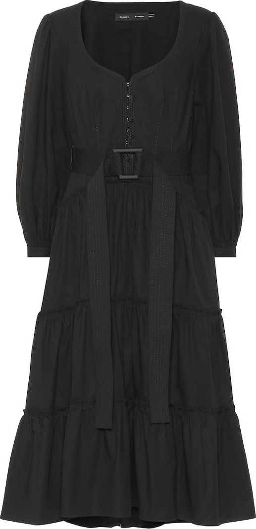 Proenza Schouler Belted stretch-cotton midi dress