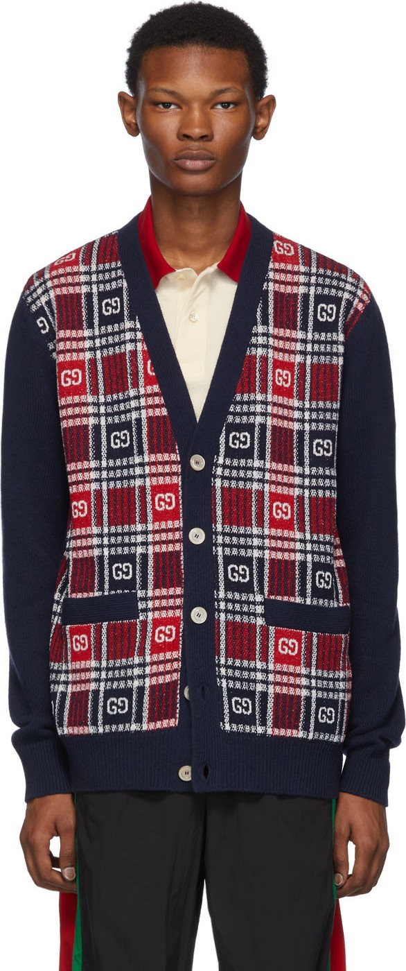 Gucci Blue GG Check Cardigan