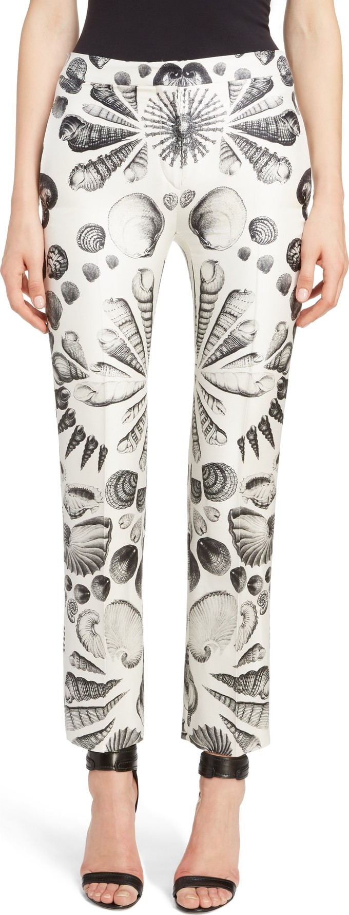 Alexander McQueen Shell Print Wool & Silk Pants