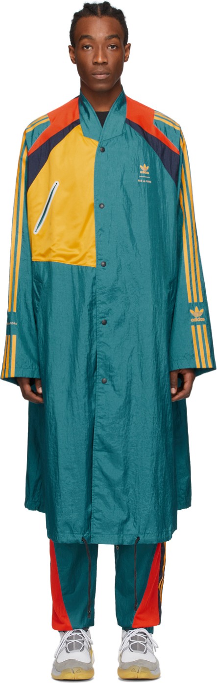 BED J.W. FORD Green & Multicolor adidas Originals Edition Long Coat