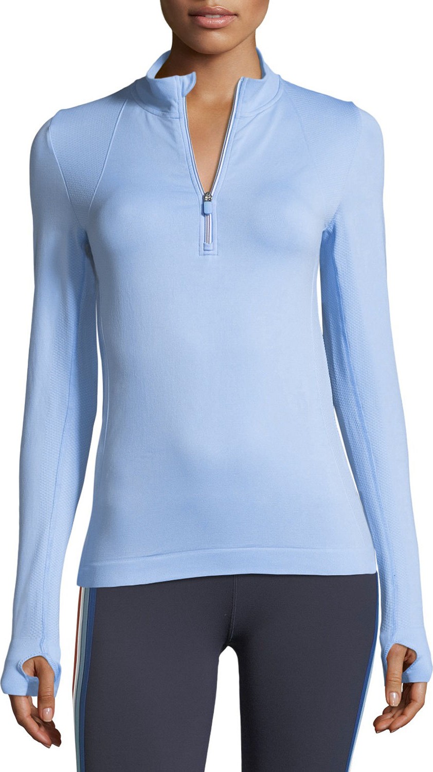 Tory Sport Seamless Quarter-Zip Long-Sleeve Pullover Top