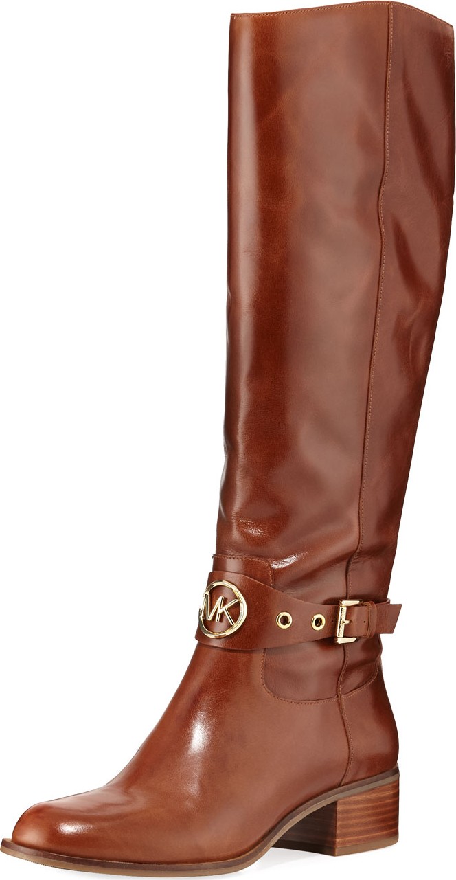 MICHAEL MICHAEL KORS Heather Block-Heel Leather Knee Boots