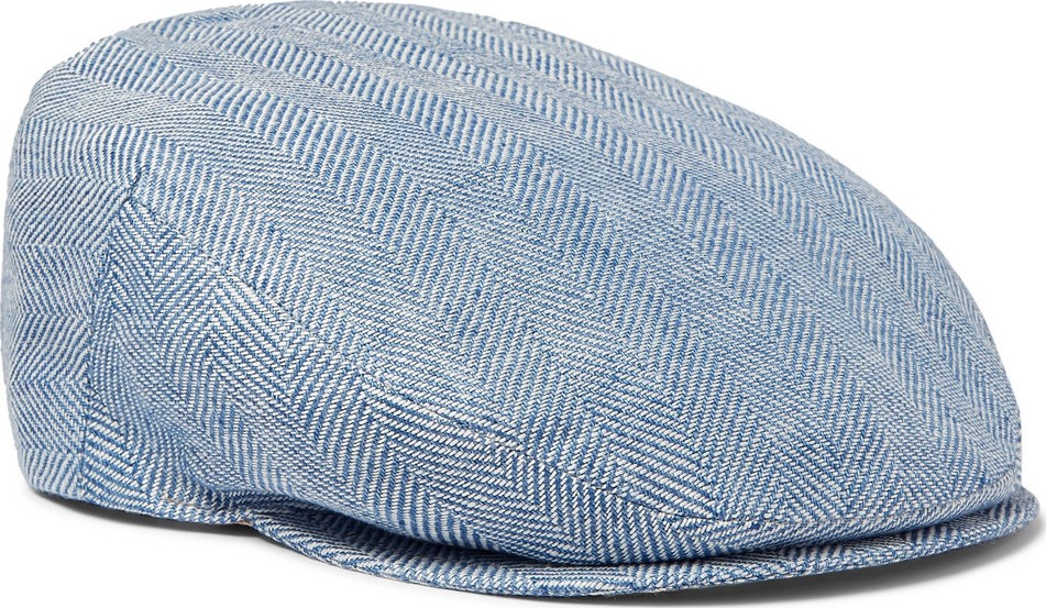 Borsalino Herringbone Linen Flat Cap