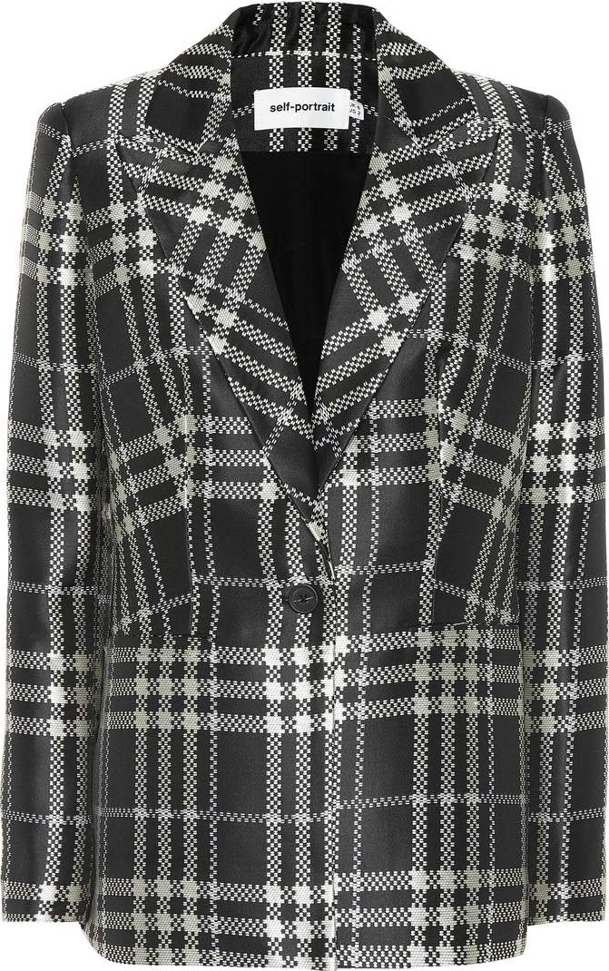 Self Portrait Checked jacquard blazer