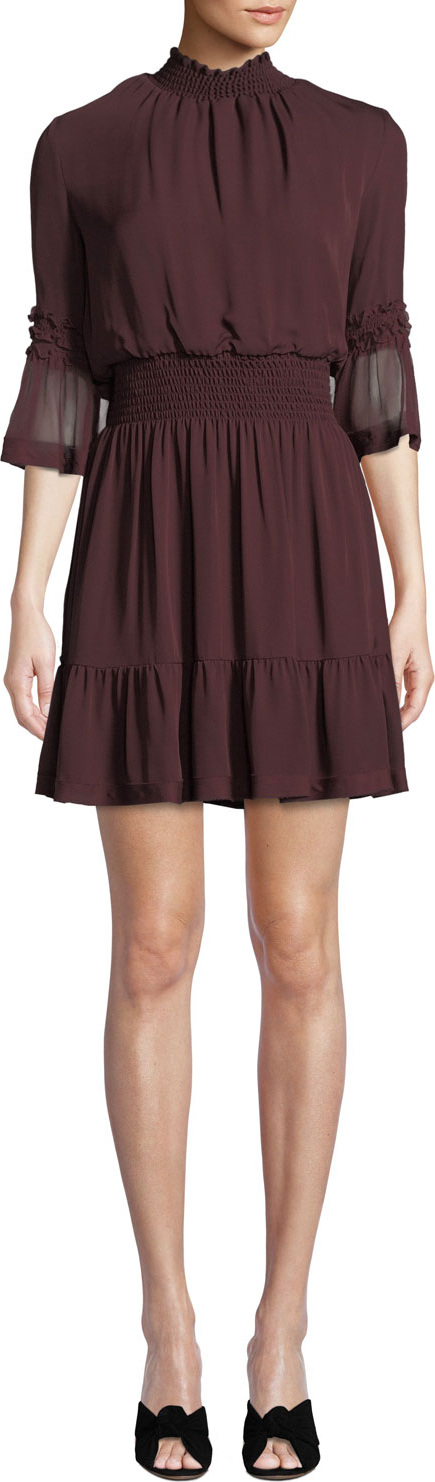 KOBI HALPERIN Lacie Smoked-Waist Chiffon Dress