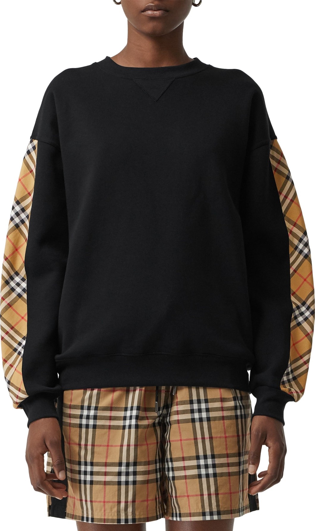 Burberry London England Bronx Check Sleeve Sweatshirt
