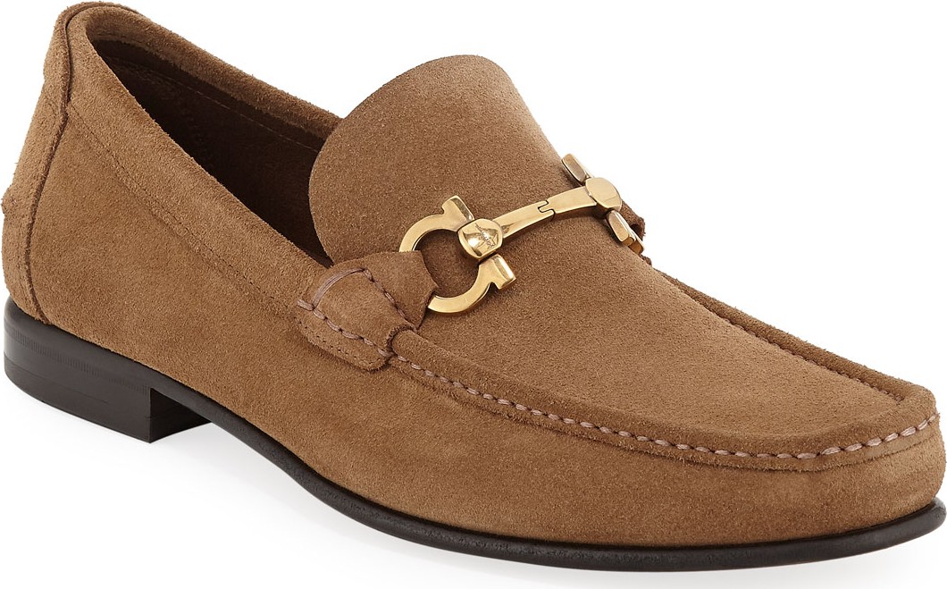 Salvatore Ferragamo Men's Fiordi Suede Gancini Loafers