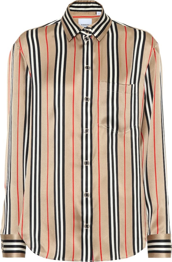 Burberry London England Icon Stripe silk-satin shirt