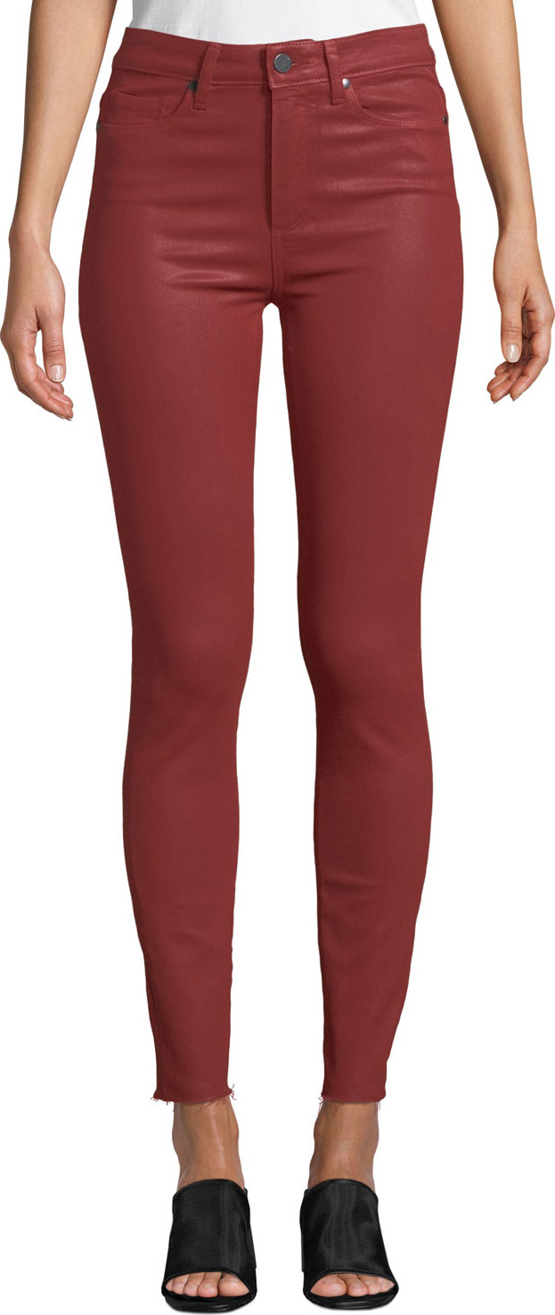 PAIGE Hoxton Raw-Hem Coated Skinny Jeans