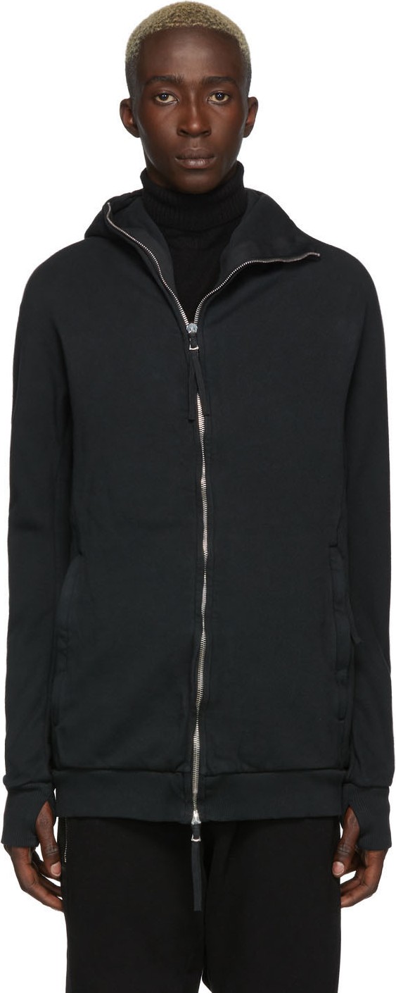 Boris Bidjan Saberi Black Object-Dyed Hoodie