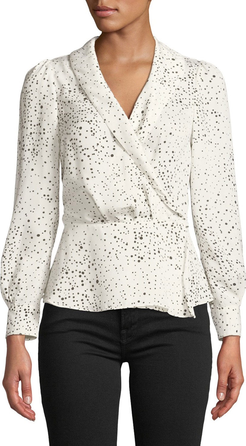 cupcakes and cashmere Diego Dot-Print Long-Sleeve Top