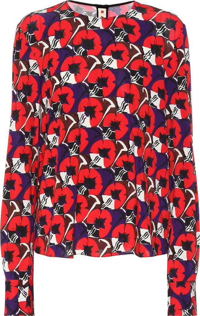 Marni Floral-printed crêpe blouse