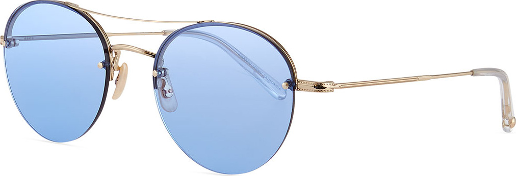 GARRETT LEIGHT Beaumont Round Steel Sunglasses