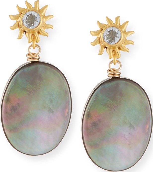 Dina Mackney Black Mother-of-Pearl Drop Earrings