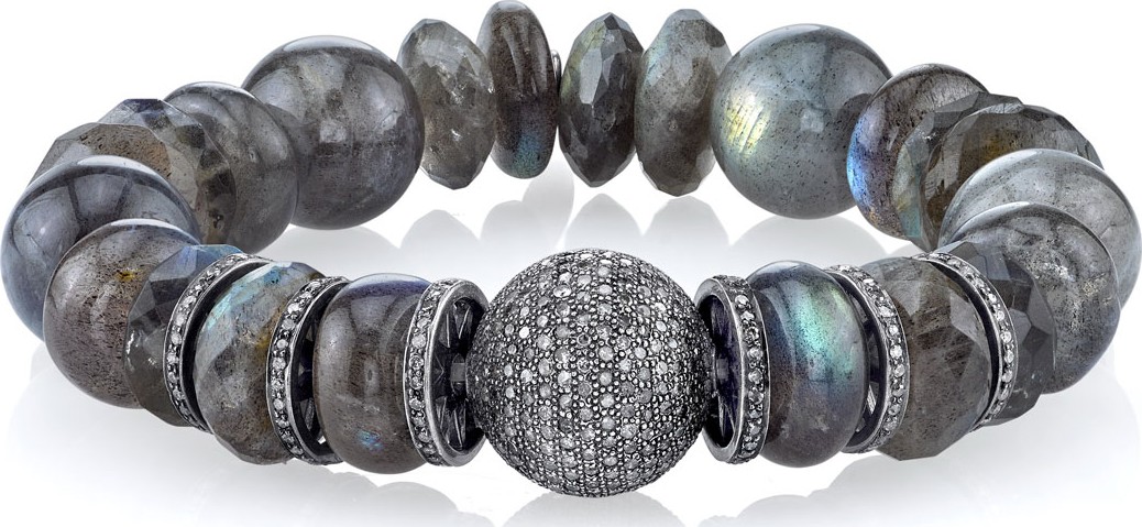 Sheryl Lowe 12mm Labradorite Beaded Bracelet with Diamonds