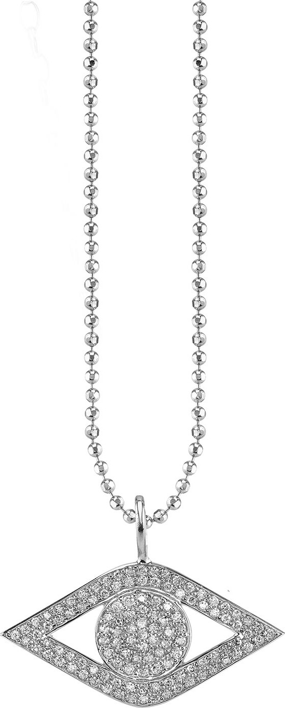 Sydney Evan 14k White Gold Large Diamond Evil Eye Necklace