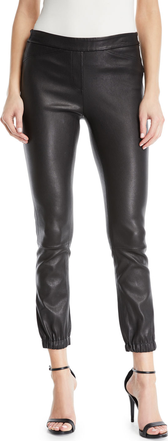 HALSTON HERITAGE Stretch Leather Leggings